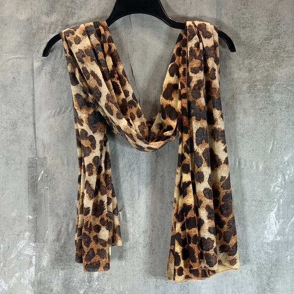JENNI Women's Taupe Chetah-Print On Repeat Jersey Wrap Scarf SZ OS - Picture 1 of 10